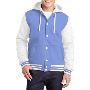 Black cotton fleece varsity <b>jacket</b> for <b>men</b> minimalist stylish letterman <b>jacket</b> for wholesale - Product Image 1