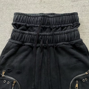 New 2025 Unisex Comfortable Canvas Gym <b>Sweat</b> <b>Shorts</b> Solid Casual Running Jogger Split Custom Logo Private Label Plain Dyed Quick - Product Image 3