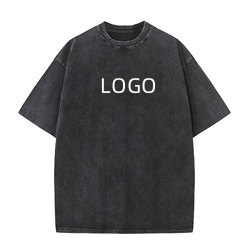 En stock T-shirt oversize délavé à l'acide pour hommes de haute qualité en coton/fibre de bambou Style vintage très décontracté - Product Image 4