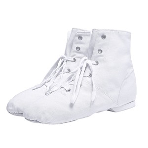 Venta al por mayor de zapatos de baile de jazz unisex blanco de suela dividida de los hombres de cuero genuino forro de gamuza de algodón PU plantilla de plástico superior de fitness - Product Image 1