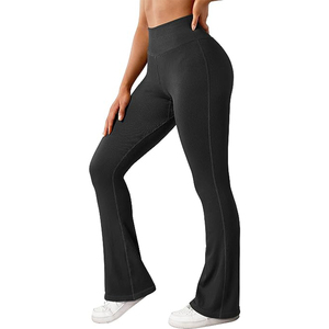 Custom Flare <b>Leggings</b> Fitness Gym Wear Clothes Yoga Pants with Tummy Control High-Waisted and Wide Leg Workout <b>Flared</b> <b>Leggings</b> - Product Image 1