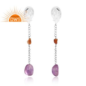 Meilleur Design Argent Naturel Rose Améthyste Citrine Pierre Précieuse Boucle D'oreille Pour Les Femmes Bijoux Personnalisés Pour Les Femmes Cadeau Pour Elle - Product Image 3