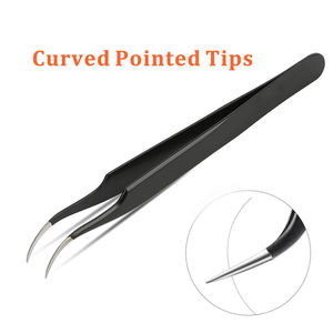 Juego de tres pinzas para pestañas de color negro, pinzas para pestañas con punta de fibra en forma de L de 90 grados y forma de C para extensiones de pestañas - Product Image 5