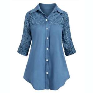 Qualité supérieure 2023 dames hauts à manches longues chemise à carreaux boutonné Blouses pour les femmes en gros tailles personnalisées couleurs ODM - Product Image 1