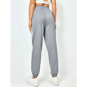 Pantalon de survêtement pour femme à taille haute avec cordon de serrage, logo personnalisé OEM, 100% coton, jambe large, tricot, ourlet fendu, hiver, droit - Product Image 2