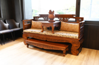 Canapé-lit Luohan Arhat de style zen inspiré, design classique chinois, 16 pièces en bois de teck durable et confortable pour le salon