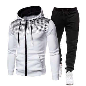 Wholesale Heavyweight Cotton <b>Plain</b> Mens Tracksuits Sweatsuit Custom Gym Jogger Two Piece Set - Product Image 1