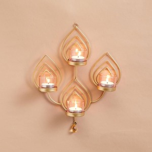 Trendy <b>Brass</b> Metal T-Light Holders Gold Plated Stylish Metal Candle Holders & <b>Lanterns</b> with Unique Candle Jars - Product Image 1
