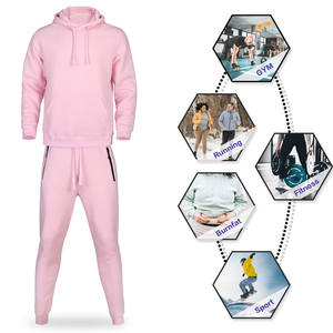 Vente en gros de pantalons de survêtement à capuche pour hommes, ensemble de 2 pièces de couleurs unies, ensembles de jogging avec logo de broderie personnalisé, survêtements pour hommes, survêtements unisexes - Product Image 5