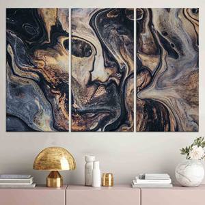 Art mural abstrait à l'encre d'alcool dorée : design imprimé sur toile, lot de 3 toiles - Product Image 1