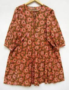 Nouveauté, mini robe bohème pour femme, magnifique mousseline de soie rose imprimé floral, encolure ronde avec liens tissés, style mini maxi - Product Image 4