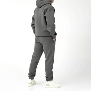 Winter Streetwear Hooded Fleece Hoodie Sweat <b>Pants</b> Set Men Unisex 100% Cotton Breathable Quick Dry Drawstring Closure - Product Image 2