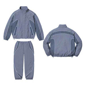 Ensemble coupe-vent à capuche pour homme personnalisé, 100% polyester, respirant, imperméable, vêtements de sport d'hiver - Product Image 1