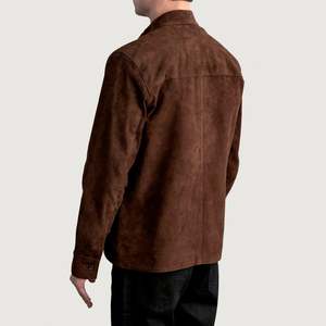 Camisa Casual de Gamuza Color Moca para Hombre, Cuello Alto Moderno, Mangas Largas, Tallas hasta 6XL, Otoño Invierno, Forro de Viscosa, Bolsillo en el Pecho - Product Image 6