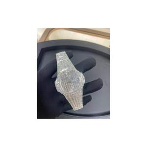 Montre Moissanite en verre à quartz carré de 42mm approuvée par testeur de diamants | Style d'affaires squelette glacé de luxe VVS - Product Image 4