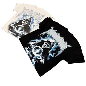 T-shirt pour homme en coton 100% 270 g/m², impression sérigraphique personnalisée OEM, coupe ample et surdimensionnée, ourlet carré, 2026 - Product Image 1