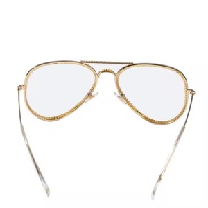 <b>Clear</b> Lens Wood <b>Frame</b> Round Vintage 14K Gold Hip Hop Iced Glasses for <b>Men</b> - Product Image 3
