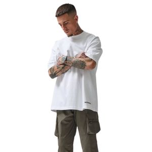 Camiseta universitaria de gran tamaño blanco 300 GSM algodón peso medio Jersey ajuste relajado Boxy hombro caído costilla cuello Vintage atletismo - Product Image 4