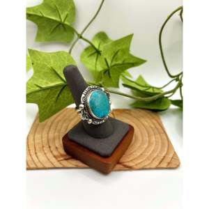 Fred Francis Highgrade Kingman Turquoise & Sterling Silver <b>Adjustable</b> <b>Ring</b> with Bezel Setting Everyday Wear <b>Ring</b> - Product Image 3