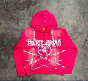 Sudadera con Capucha Transpirable de Alta Calidad, Bordado, Lavado Ácido, Adornada con Pedrería, Mangas con Apliques Estampados - Product Image 2