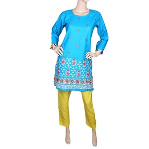 Traje de Dos Piezas Bordado para Mujer - Azul - Product Image 2