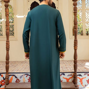 Alta calidad antiestático Casual hombres Thobe manga larga botón completo servicio OEM ropa musulmana tradicional algodón - Product Image 6