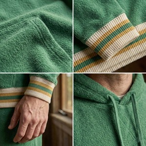 Custom Forest <b>Green</b> Heavyweight Fleece Acid Wash Vintage Tracksuit Set <b>Men's</b> Chenille Letter Patch Embroidery Hoodie Ribbed - Product Image 6