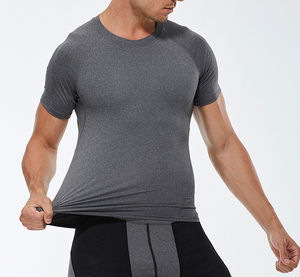 Men's Casual Quick-Drying <b>100</b>% Cotton T-<b>Shirt</b> Solid Pattern Outdoor Sports Short Sleeve Heavy Knitted Fabric - Product Image 1