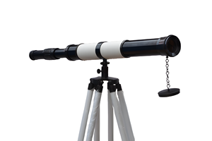 Laiton et cuir blanc Harbour Master télescope à fort grossissement trépied Antique Royal fait à la main télescope debout au sol - Product Image 2