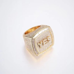 Bague en diamant de taille ovale en or jaune 18 carats Bague en diamant de laboratoire CVD Bague en diamant Hip Hop en argent 925 de haute qualité pour unisexe - Product Image 1