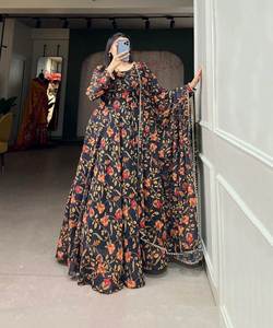 Dubai mujeres islámico gasa modesto Casual clásico moderno de talla grande Arabia Saudita conjunto de dos piezas Palazzo Dupatta estilo callejero - Product Image 4