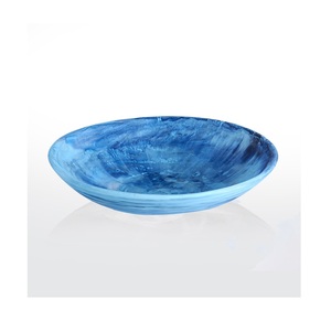 Bol décoratif en résine fait à la main avec motif artistique tourbillonnant surface lisse brillante idéale pour centre de table ou accents de maison - Product Image 1