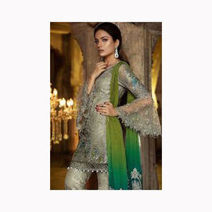 Ropa DE BODA indio tradicional imitación Georgette bordado trabajo Lehenga Choli con Red Dupatta proveedor indio - Product Image 6