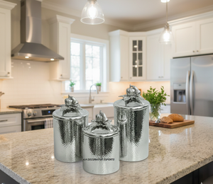 Hammered Silver Luxury Tea <b>Canister</b> Handmade Stainless Steel Buckle Lid Bottled Home Kitchen Eco-Friendly European Containers - Product Image 2