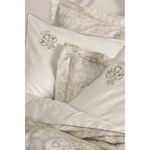 Ensemble de housse de couette double en satin de coton Elite Beatrix Beige avec motif floral, ensemble de 4 pièces pour usage domestique - Product Image 2
