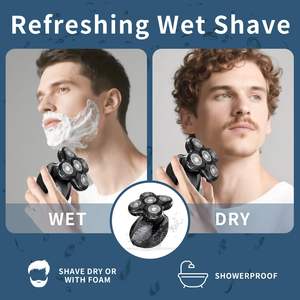 Paquete de 3 cabezales de repuesto para afeitadora eléctrica con cinco cuchillas, alimentación USB, lavables, accesorio de triple cuchilla para afeitado facial - Product Image 4