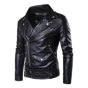 แจ็กเก็ตมอเตอร์ไบค์หนังสีดำและสีขาวสำหรับผู้ชายแจ็กเก็ตมอเตอร์ไบค์หนังแท้ดีไซน์ผ้าควิลท์ - Product Image 2