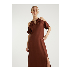 Robe à col en lin et viscose BGN, vêtements élégants pour femmes, Turquie - Product Image 4