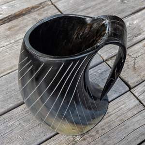 Jarra de cerveza con forma de círculo Medieval auténtica, taza de cuerno vikingo hecha a mano Natural, acabado pulido con espejo, la mejor calidad - Product Image 5