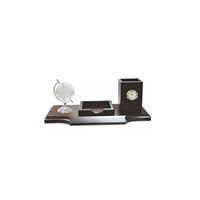 Globe Terrestre en Bois de Qualité Supérieure Regal Incorporation, Ensemble Complet avec Horloge et Organisateur de Bureau, Décoration de Table 254mm, Idéal pour Petite Amie