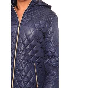 Chaqueta acolchada de Invierno para mujer, cálida para exteriores, capucha personalizada con cremallera completa, carcasa de algodón de punto, decoración de Letras a prueba de viento de secado rápido - Product Image 4