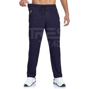 Pantalones de chándal informales de entrenamiento para hombre, pantalones de chándal holgados teñidos lisos de lona con parte inferior abierta, pantalones de salón ligeros rectos - Product Image 3