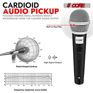 Microphone dynamique XLR 5Core pour karaoké, chant et studio, micro portable - Product Image 2