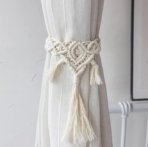 Woven Ties -White Farmhouse Curtain Tie Backs Made of Hand-Woven Cotton Rope -for Indoor Outdoor Drapes Decorative - Product Image 1