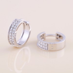 IGI Certified Lab Grown Diamond Pavé Hoop <b>Earrings</b> Solid 925 Sterling Silver Chunky Huggie <b>Earrings</b> for Women - Product Image 5