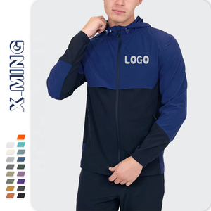 OEM LOGO personnalisé combinaison de course épissage vêtements de sport amples vestes coupe-vent zippées unisexe extérieur Patchwork survêtement en nylon hommes - Product Image 1