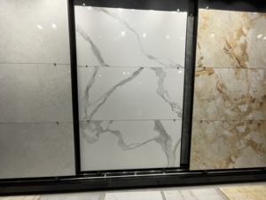 Carreaux de sol en porcelaine de grande taille, style européen moderne, brillant, 9 mm d'épaisseur, qualité supérieure AAA, bleu aquarium, brique réfractaire - Product Image 3