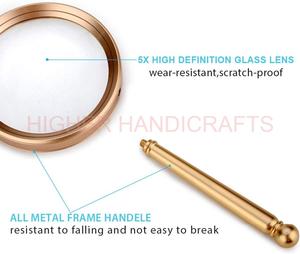 Loupe à main 5X avec grande lentille en verre et poignée en métal Loupes OEM personnalisables pour la lecture de travaux rapprochés - Product Image 3