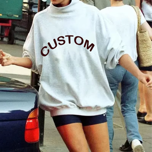 Customized Women's Mock Neck <b>Long</b> Sleeve Winter Autumn Fleece <b>Sweatshirt</b> - Product Image 1