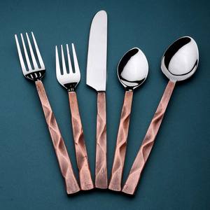 High Quality Wholesale Restaurant Silver <b>Cutlery</b> Sets Stainless Steel Flatware Red Resin Handle for Western Wedding Dinner - Product Image 6
